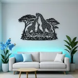 Giraffe Family Metal Wall Art | Wildlife Silhouette Decor