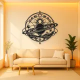 Saturn Ring Rhythm Metal Wall Art | Celestial Boho Wall Decor