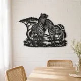Zebra Pair Metal Wall Art | Wildlife Silhouette Decor - lifestyle view 4
