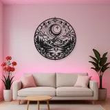 Moon over Mountains Metal Wall Art | Celestial Boho Wall Decor