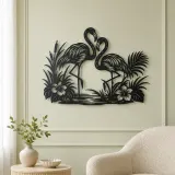 Flamingo Pair Metal Wall Art | Wildlife Silhouette Decor - lifestyle view 2