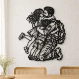 Homecoming Family Hug Metal Wall Art | Family Silhouette Decor - lifestyle view 4