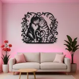 Two Cats in Love Metal Wall Art | Pet Lover Silhouette Decor