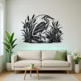 Heron Reed Garden Metal Wall Art | Wildlife Silhouette Decor