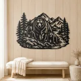 Bear Mountain Scene Metal Wall Art | Wildlife Silhouette Decor - lifestyle view 5