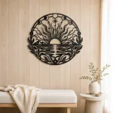 Boho Sun Horizon Metal Wall Art | Nature Silhouette Decor - lifestyle view 5