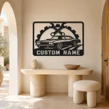 Personalized Muscle Car Metal Wall Art with Wrench Frame - lifestyle view 3
