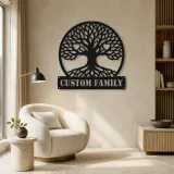 Personalized Family Tree Metal Wall Art with Heart Details - lifestyle view 5