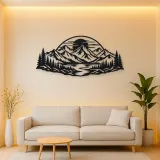 Mountain Sunset Arc Metal Wall Art | Nature Silhouette Decor