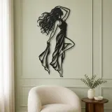 Confident Side Profile Metal Wall Art | Minimalist Woman Line Art - lifestyle view 2