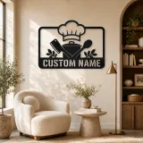 Personalized Chef Kitchen Metal Wall Art with Cooking Tools - lifestyle view 5