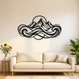 Fluid Mountain Waves Metal Wall Art | Nature Silhouette Decor