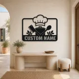 Personalized Chef Kitchen Metal Wall Art with Cooking Tools - lifestyle view 3