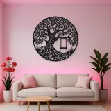 Tree with Swing Metal Wall Art | Botanical Metal Wall Decor