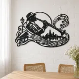 Clarinet Jazz Arc Metal Wall Art | Music Room Wall Decor - lifestyle view 4