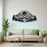 Mountain Sunset Arc Metal Wall Art | Nature Silhouette Decor