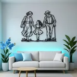Grandparents Grandchild Metal Wall Art | Family Silhouette Decor