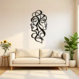 Abstract Face Fusion Metal Wall Art | Minimalist Woman Line Art