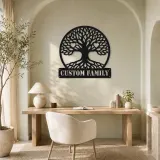 Personalized Family Tree Metal Wall Art with Heart Details - lifestyle view 4