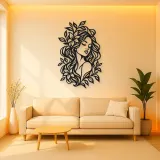 Botanical Hair Face Metal Wall Art | Minimalist Woman Line Art