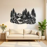 A-Frame Cabin Woods Metal Wall Art | Nature Silhouette Decor
