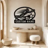 Personalized Number 87 Diving Receiver Stars Metal Wall Art - lifestyle view 3