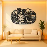 Border Collie Field Metal Wall Art | Pet Lover Silhouette Decor