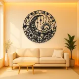 Starry Crescent Garden Metal Wall Art | Botanical Metal Wall Decor
