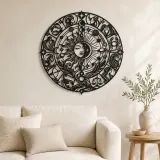 Zodiac Rad Fluss Metall Wandkunst | Himmlische Boho Wanddekoration