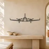 421C Front Airplane Silhouette Metal Wall Art, Metal Aircraft Silhouette, Aviation Wall Decor, Aviator Decor - lifestyle view 3