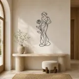 Standing Rose Model Metal Wall Art | Botanical Woman Wall Decor - lifestyle view 3