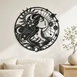 Insegna in metallo Celestial Woman Profile | Arte Lineare Minimalista Femminile