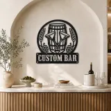 Personalized Home Bar Metal Wall Art with Beer Barrel - lifestyle view 4