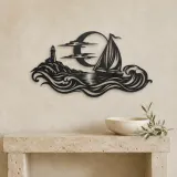 Moonlit Boat Metal Wall Art | Coastal and Nautical Wall Decor - lifestyle view 3