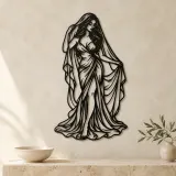 Veiled Muse Metal Wall Art | Minimalist Woman Line Art - lifestyle view 3