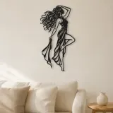 Insegna in Metallo Profilo Laterale Sicuro | Arte Lineare Minimalista Femminile