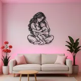 Mother Son Cuddle Metal Wall Art | Family Silhouette Decor