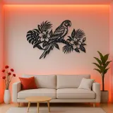 Parrot Tropical Branch Metal Wall Art | Wildlife Silhouette Decor