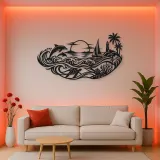 Endless Blue Horizon Metal Wall Art | Nature Silhouette Decor