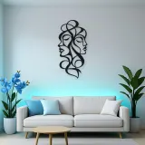 Abstract Face Fusion Metal Wall Art | Minimalist Woman Line Art