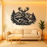 Stag Mountain Crest Metal Wall Art