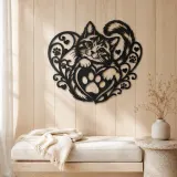 Cat Paw Heart Metal Wall Art | Pet Lover Silhouette Decor - lifestyle view 5