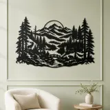 Misty Woodland Layers Metal Wall Art | Nature Silhouette Decor - lifestyle view 2