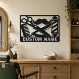 Personalized Barber Tools Metal Wall Art - lifestyle view 4