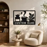Personalized Coffee Station Metal Wall Art with Grinder - lifestyle view 5