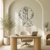 Newlywed Hug Metal Wall Art | Romantic Couple Decor - lifestyle view 4