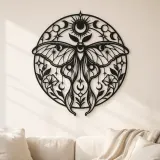 Décoration murale en métal Lunar Moth Emblem | Décor mural céleste boho
