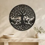 Tree with Deer Metal Wall Art | Wildlife Silhouette Decor - lifestyle view 3