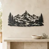 Pine Framed Summit Metal Wall Art | Nature Silhouette Decor - lifestyle view 3