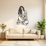 Folded Legs Muse Metal Wall Art | Minimalist Woman Line Art
